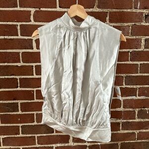 FRAME Grey Silk Top Blouse
